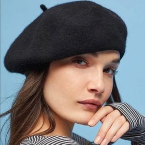 NWT—Anthropologie Black Beret Hat